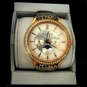 Women’s Elixa Moon Phase Rose Gold Watch with extra strap